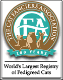 Kelloggs Cattery is a member of The Cat Fanciers' Association ~ The Largest Registry of Pedigreed Cats